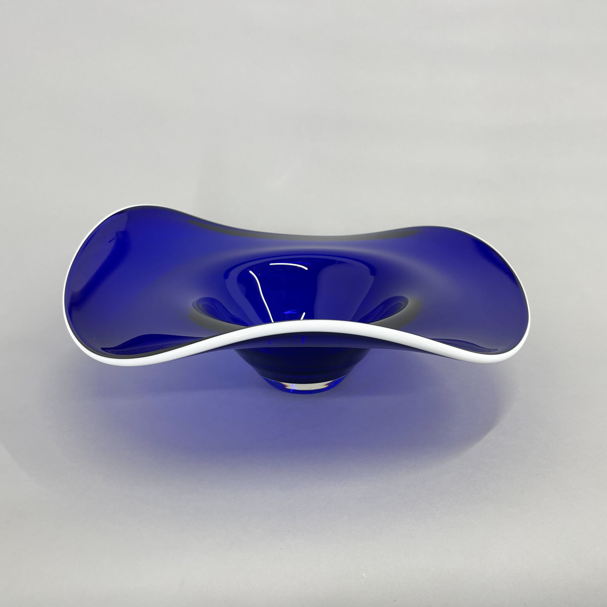 Mid-century Blue Glass Bowl, Czechoslovakia