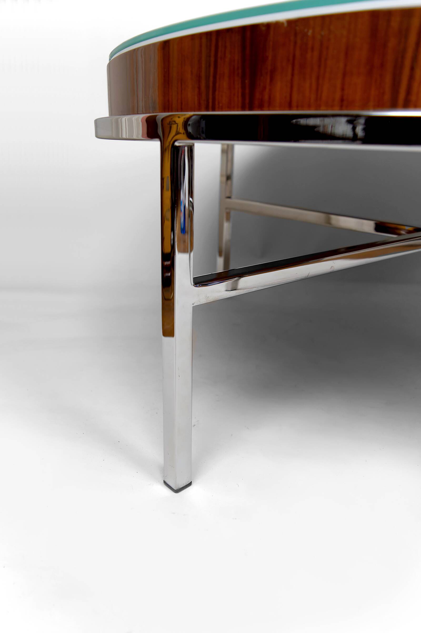 Modernist Coffee Table – Chrome & Exotic Wood – Italy, Circa 1960-1970