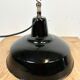 Industrial Black Enamel Factory Lamp with Cast Iron Top, 1950s