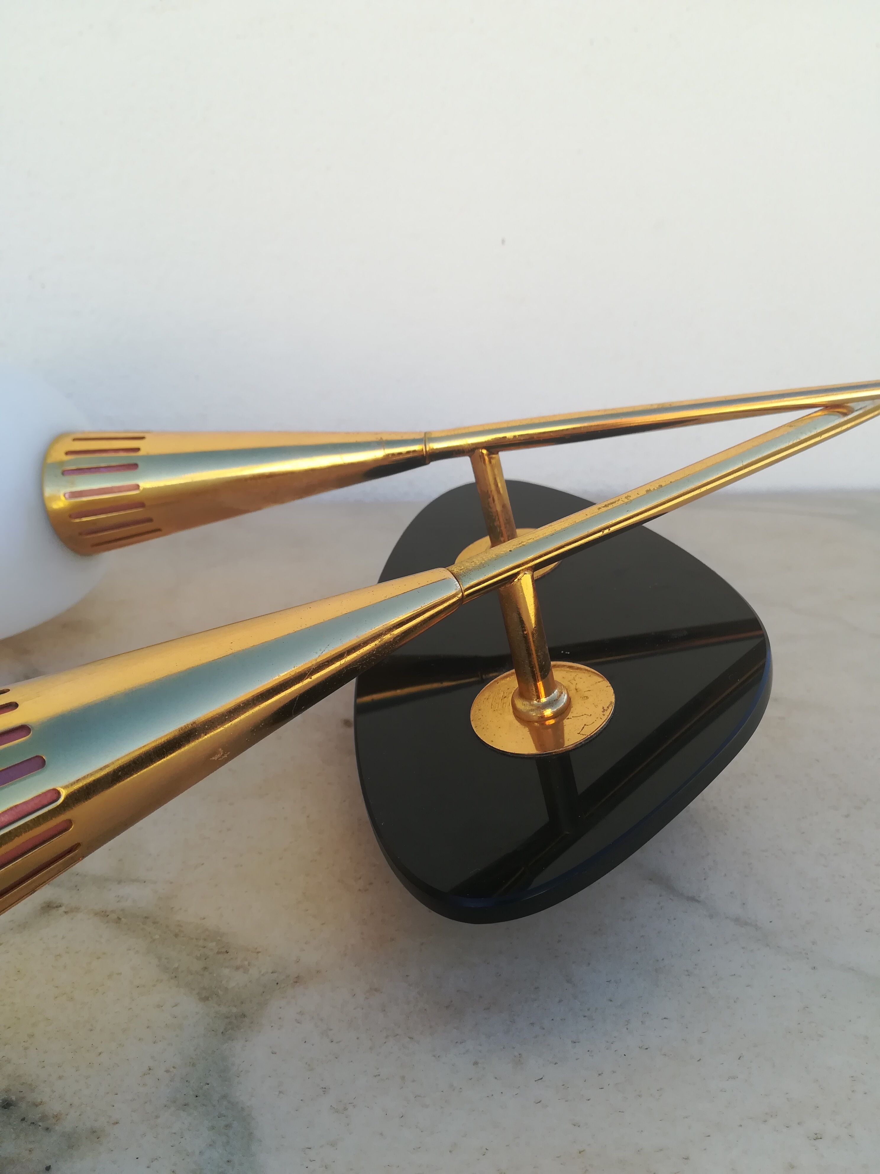 Double sconce brass and opalines by Lunel