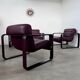 Sofa set and 2 vintage leather armchairs designed by Albert Stoll Giroflex 1970s
