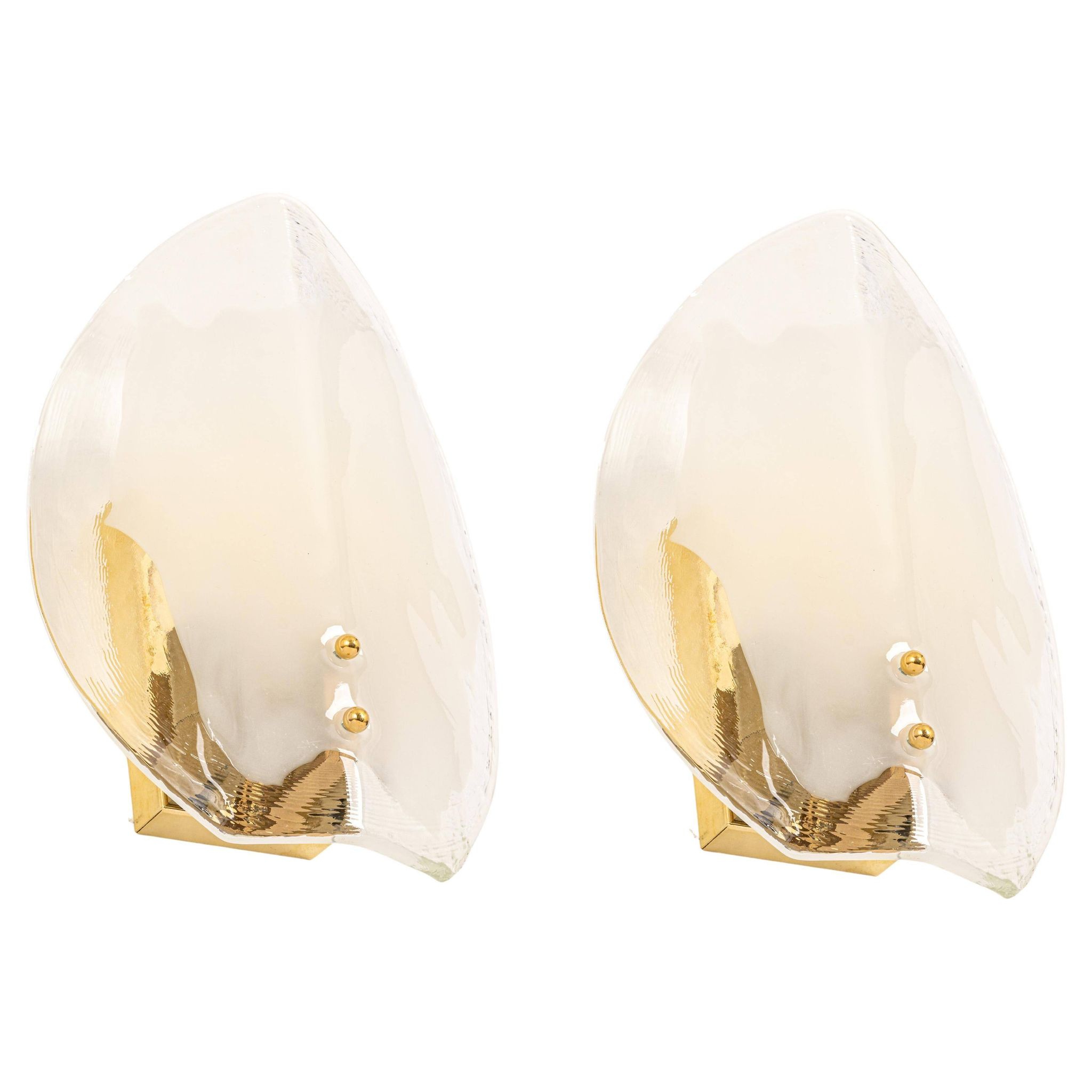 Kalmar wall sconces in brass and Murano glass, Austria, 1970s.
