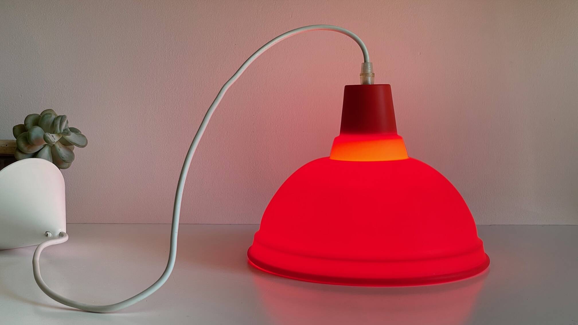 Red geometric pendant light