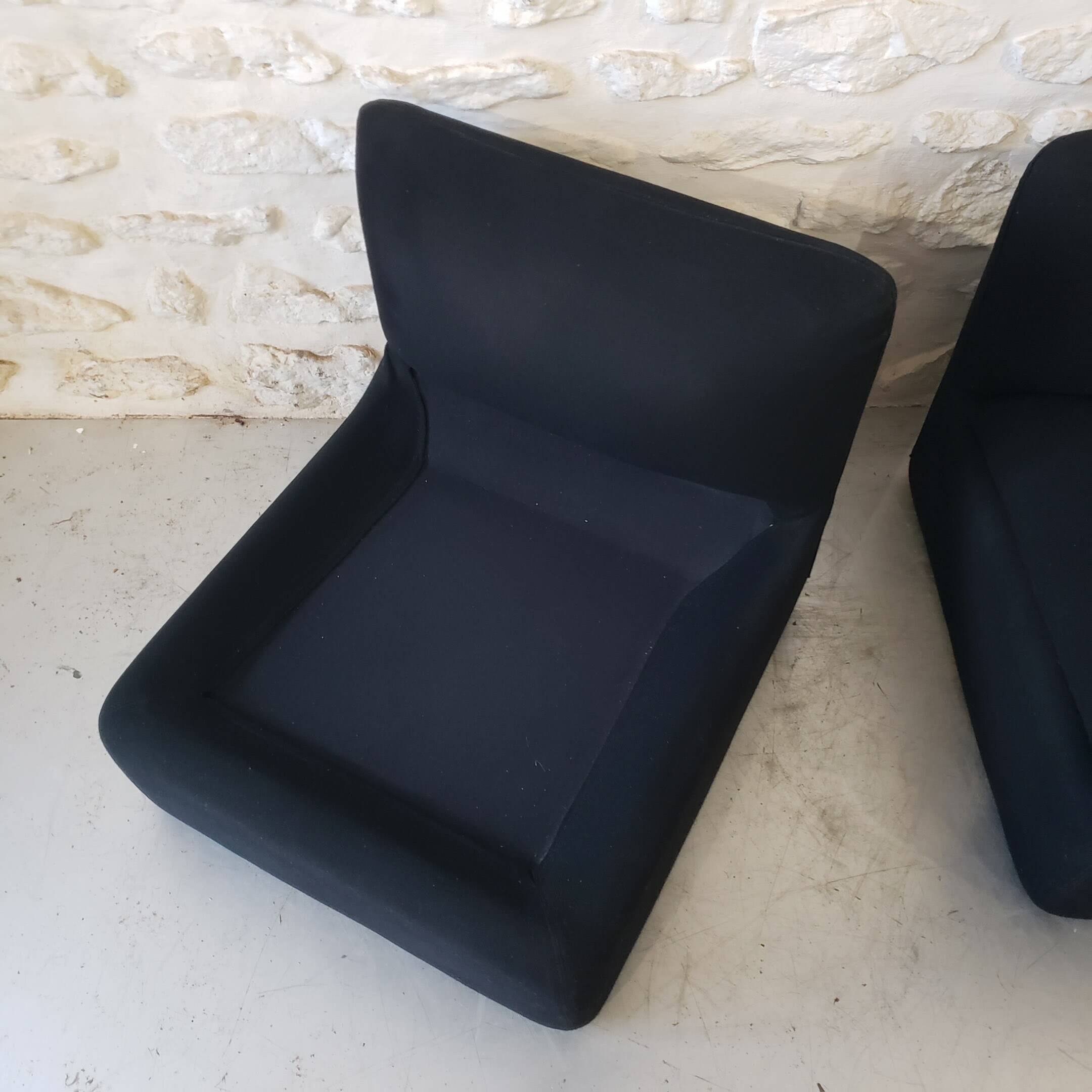 Pair of vintage black armchairs