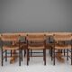 Rustic mid-century French dining table in oak from the 1950s