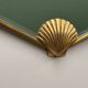 Deknudt fan-shaped mirror with gilded shell motif, Belgium, 1980s