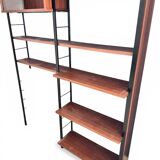 Scandinavian modular library shelves - lacquered mahogany metal 1970