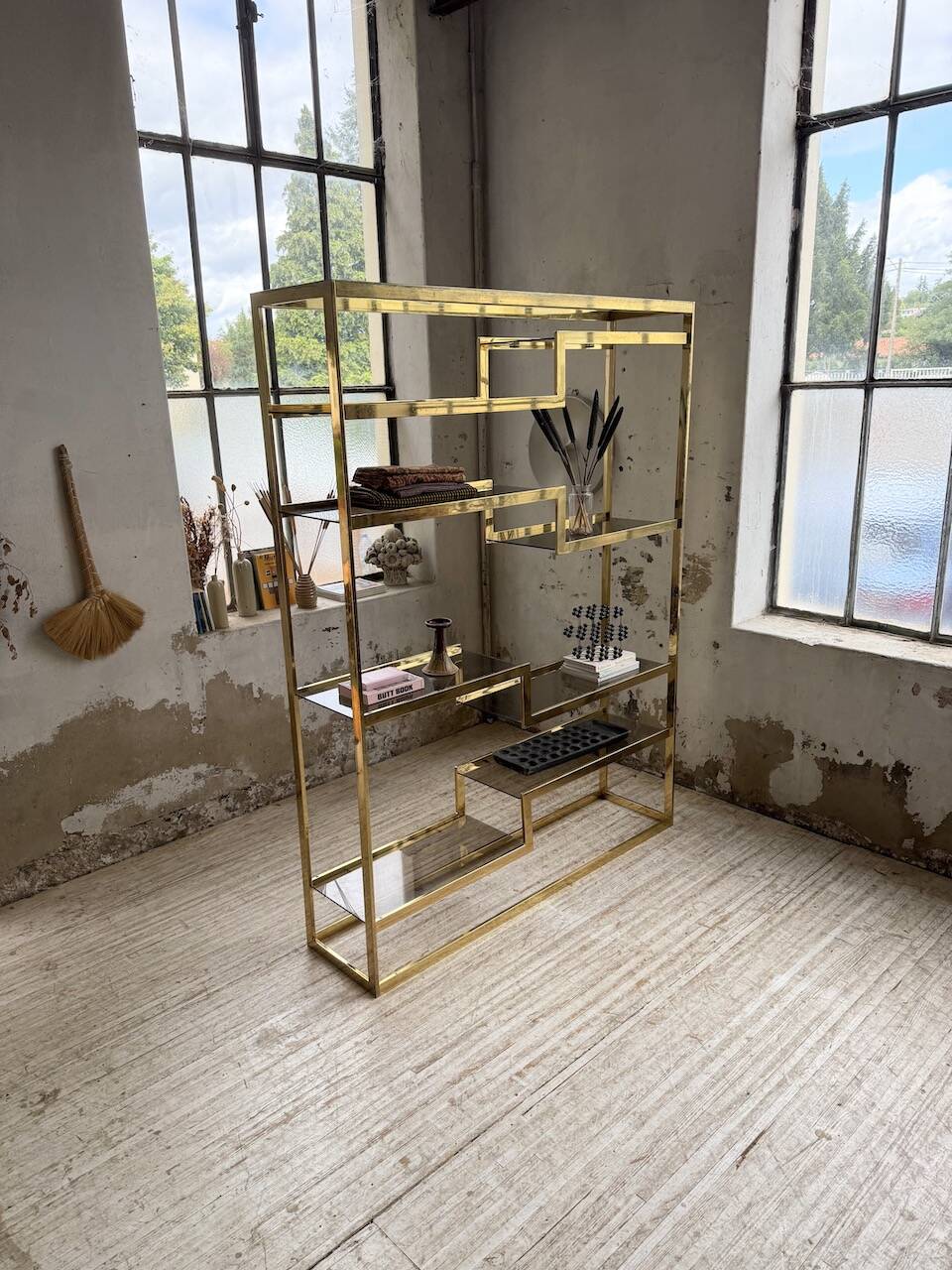 Brass shelf 1970 Belgo Chrom regency