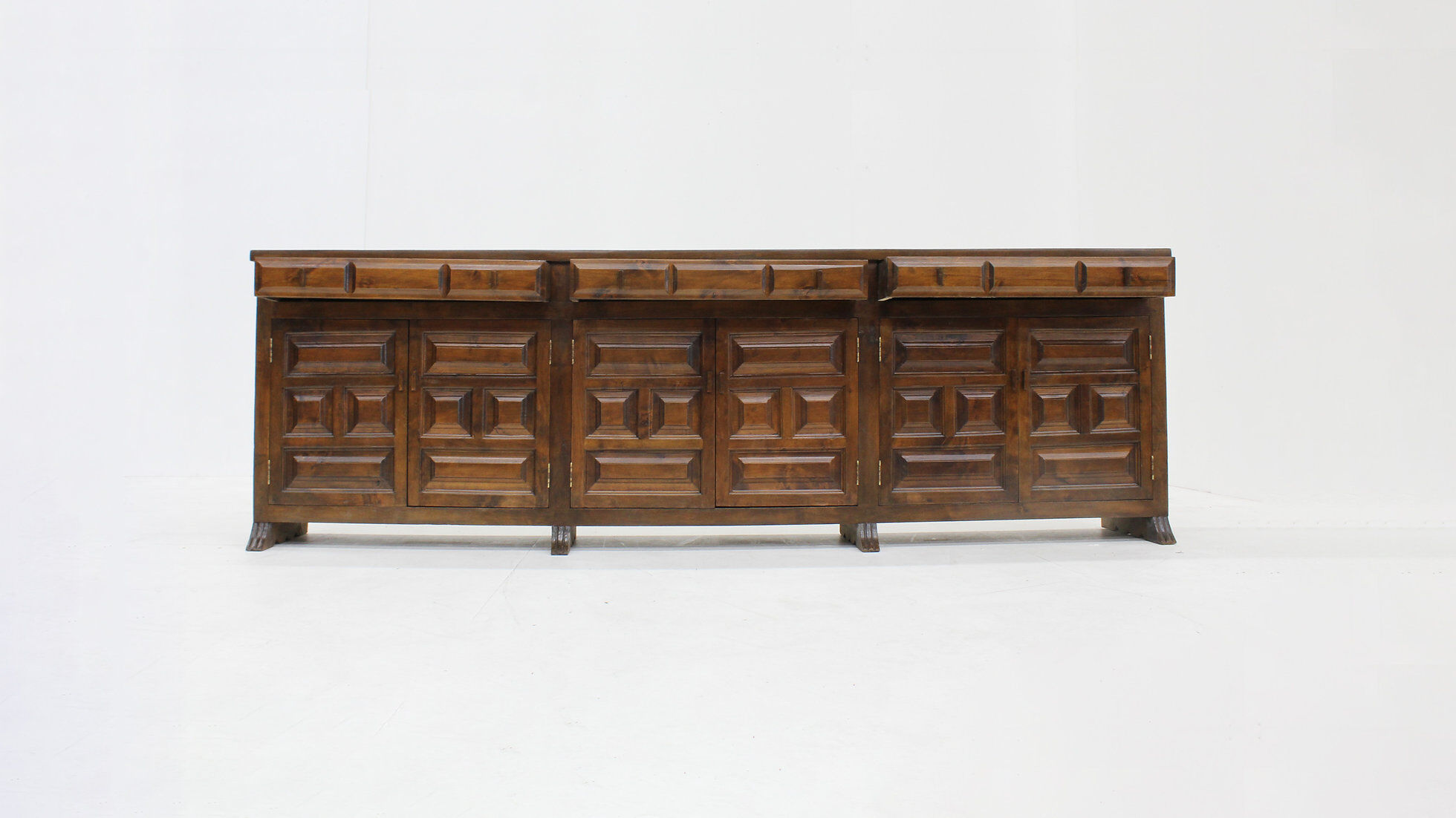 Vintage Spanish brutalist sideboard credenza 1970s