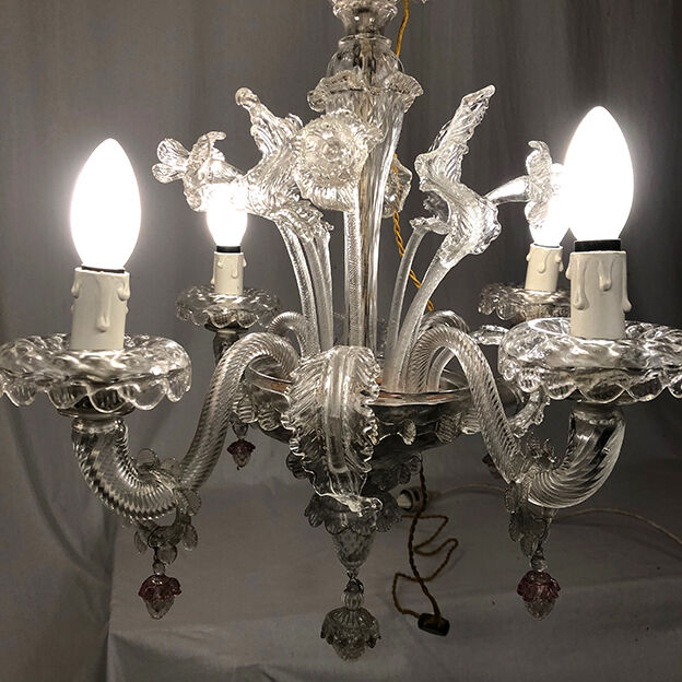 Murano glass chandelier with four arms of light, late nineteenth century