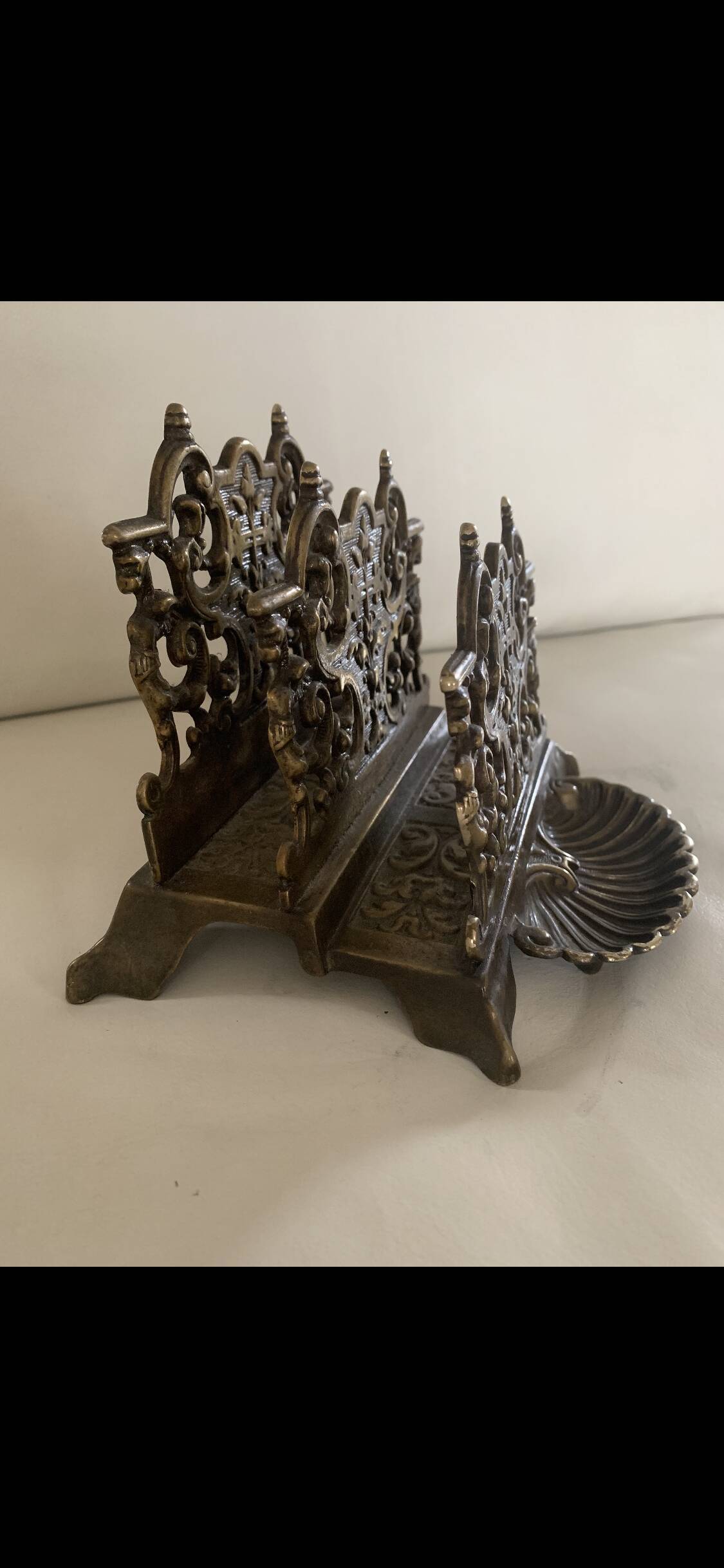 Old brass mail holder