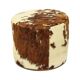 Round Vintage Pouf Cowhide Leather Sixties 47cm