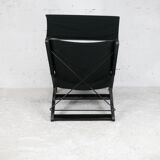 Armchair by Tord Bjorklund, black wood, steel and canvas. Ed. Ikéa, circa 1990.
