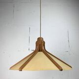 Midcentury teak and perkament pendant by Temde Leuchten, 1970s