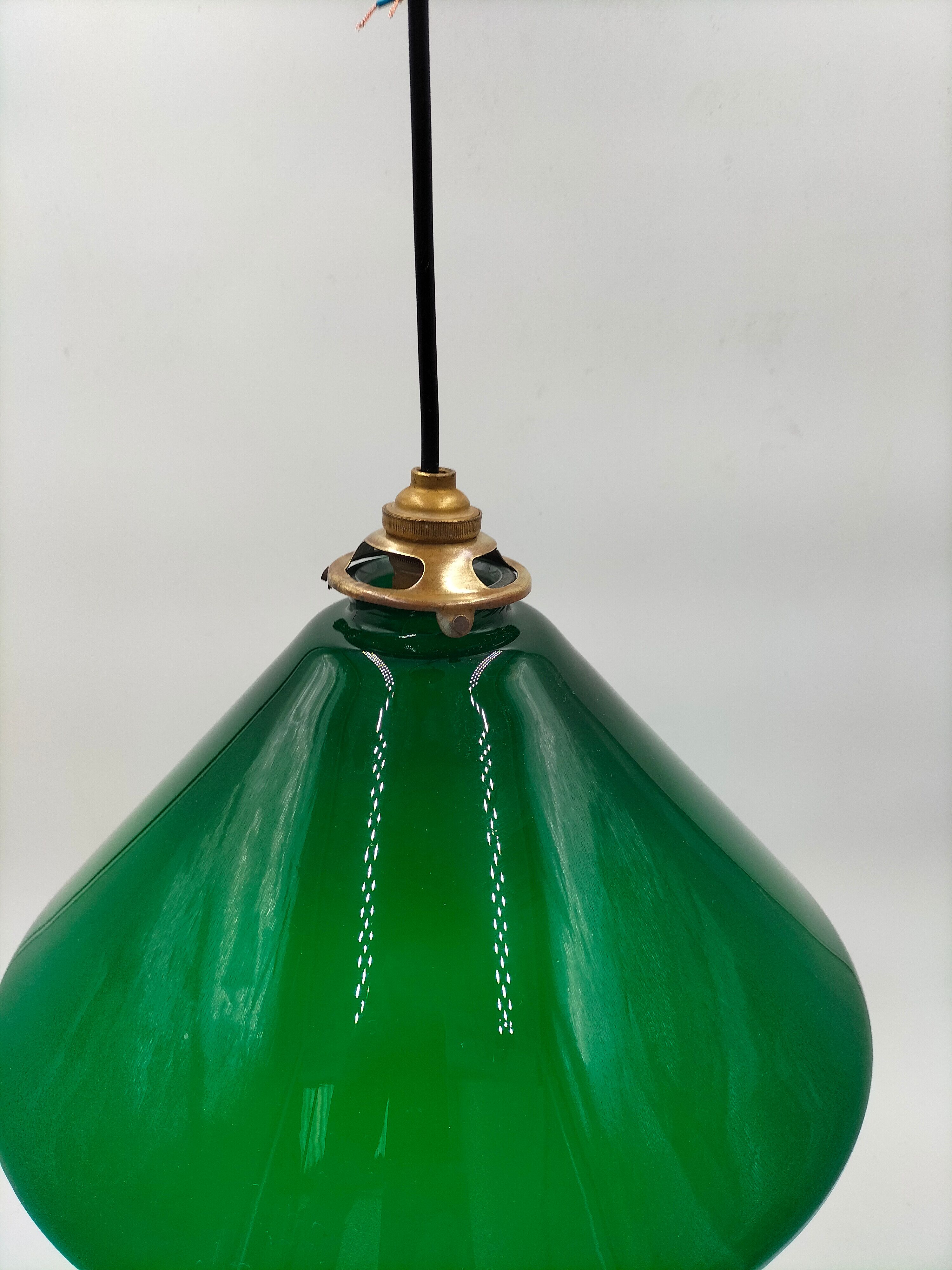 Old green opaline lamp