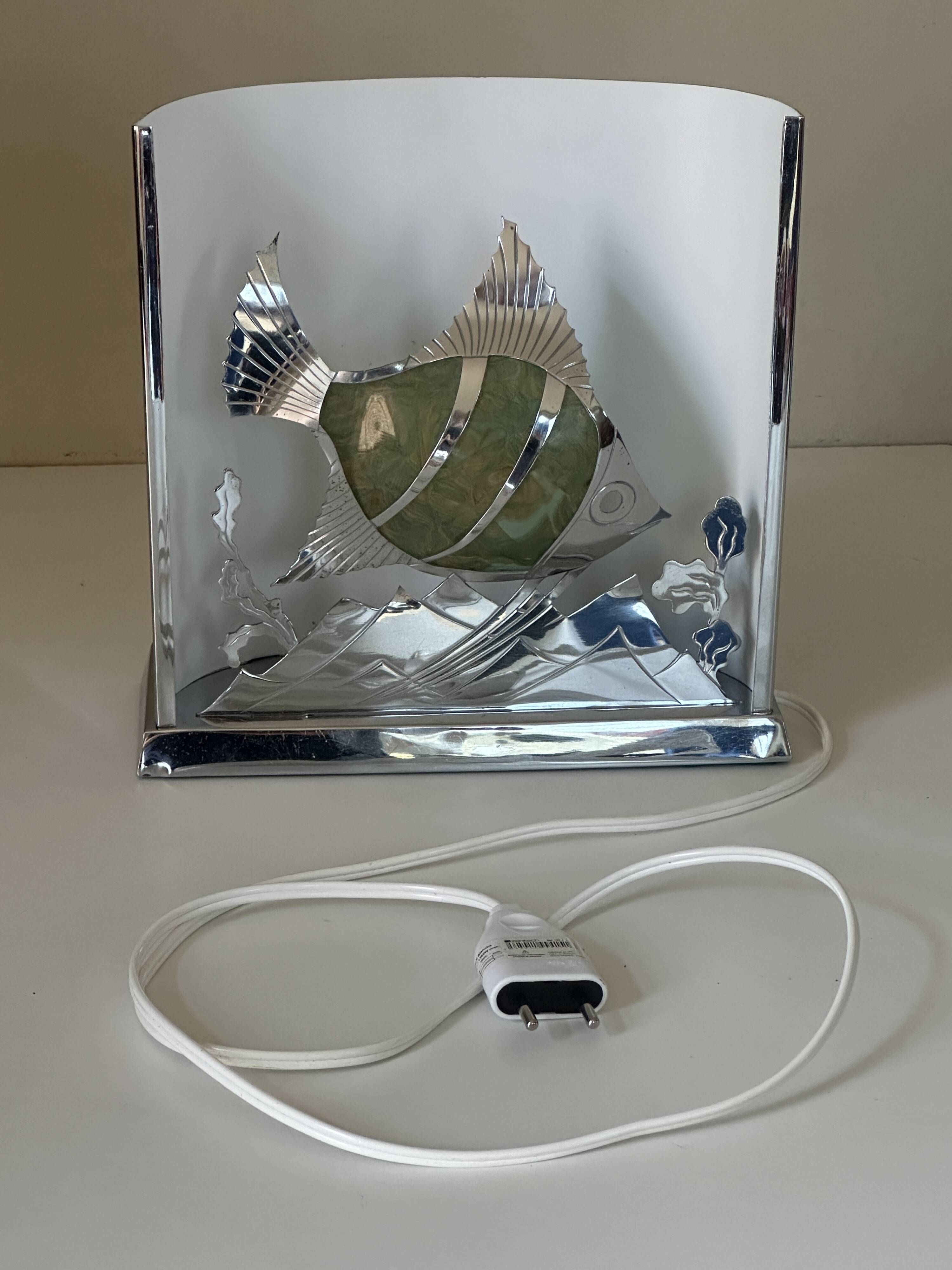 Fish lamp signed vintage design 50s