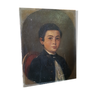 Children's portrait on canvas 19th