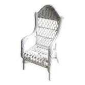 Ancien Fauteuil Pour Enfant en Osier Blanc