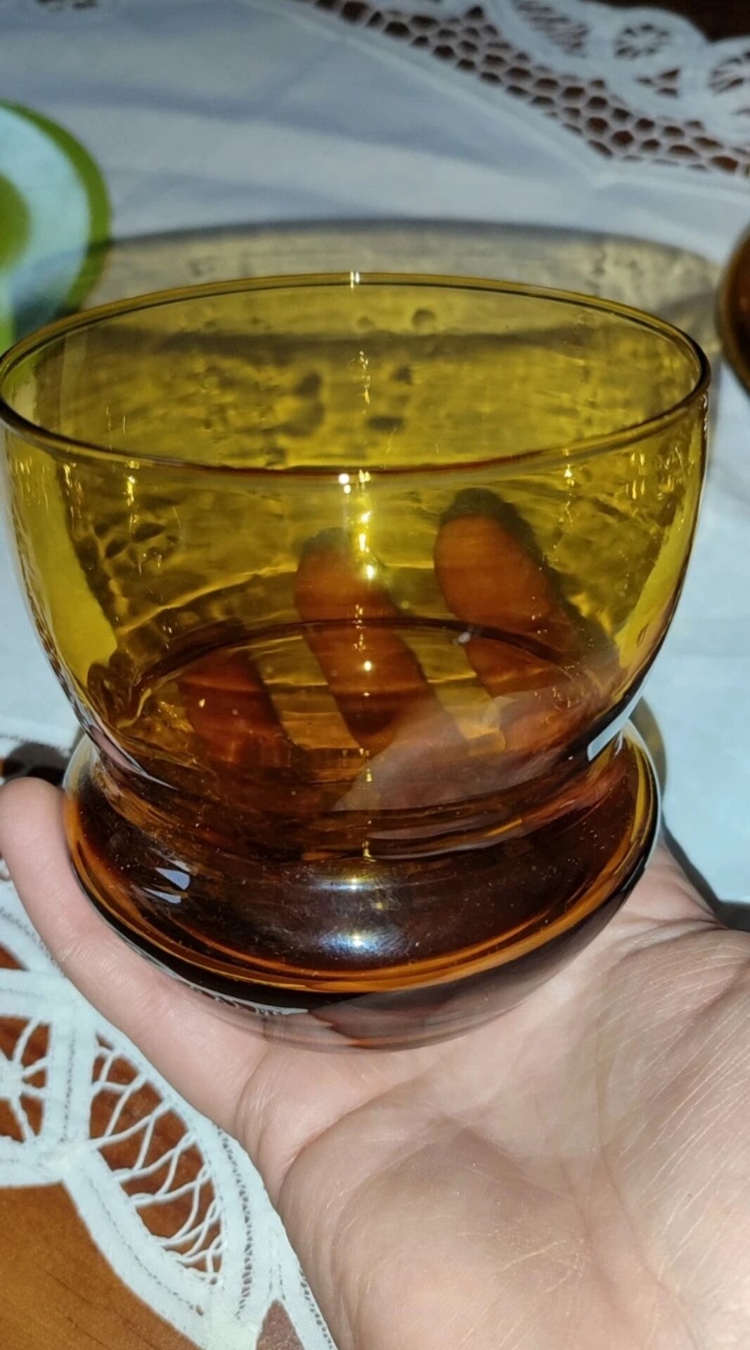Set of 6 amber glasses from the 70s.