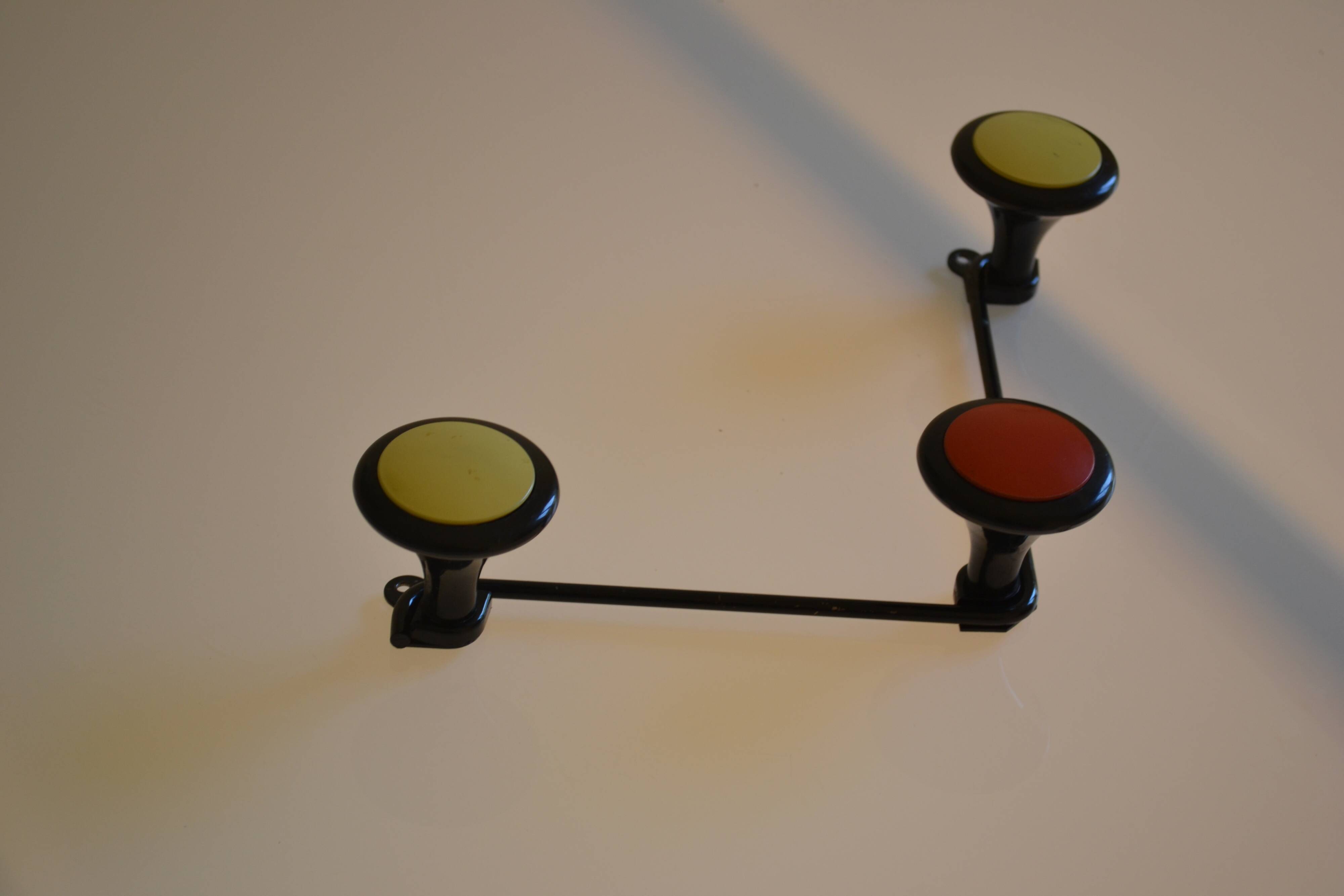 Wall coat rack with 3 hooks circa 1960s