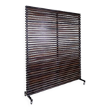 Slatted wood panel room divider or slatted coat rack with 10 mobile hooks