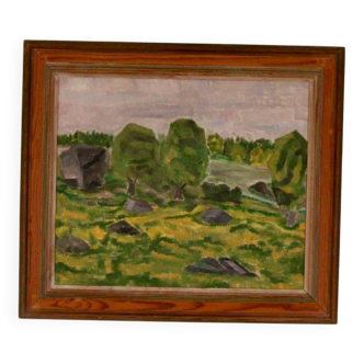 Original Swedish Oil on Panel – “Trees” by Gunnar Wärn – Signed