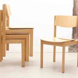 Stackable chair in curved wood from the 70s, beech stain