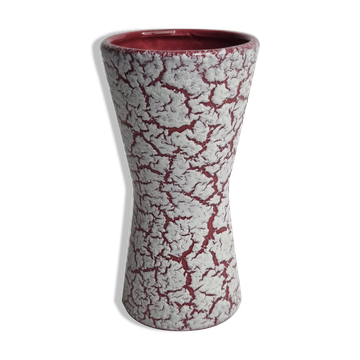 Vase diabolo vintage rose et blanc, 15 cm