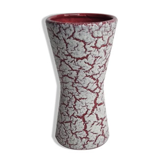 Vase diabolo vintage rose et blanc, 15 cm