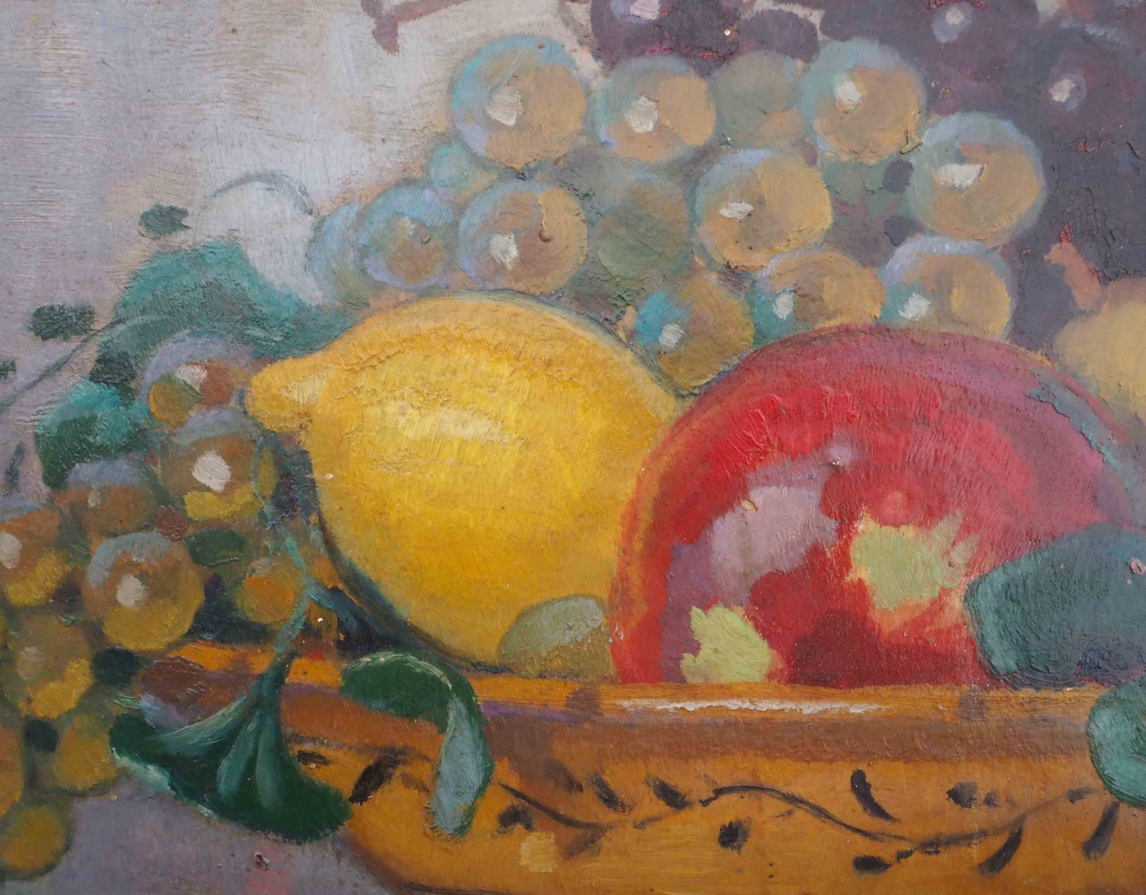 Painting fruit cup by maurice de lambert (1873-1952)