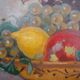 Painting fruit cup by maurice de lambert (1873-1952)