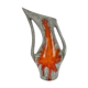 Large asymmetrical vase Vallauris pearl grey and enamelled orange