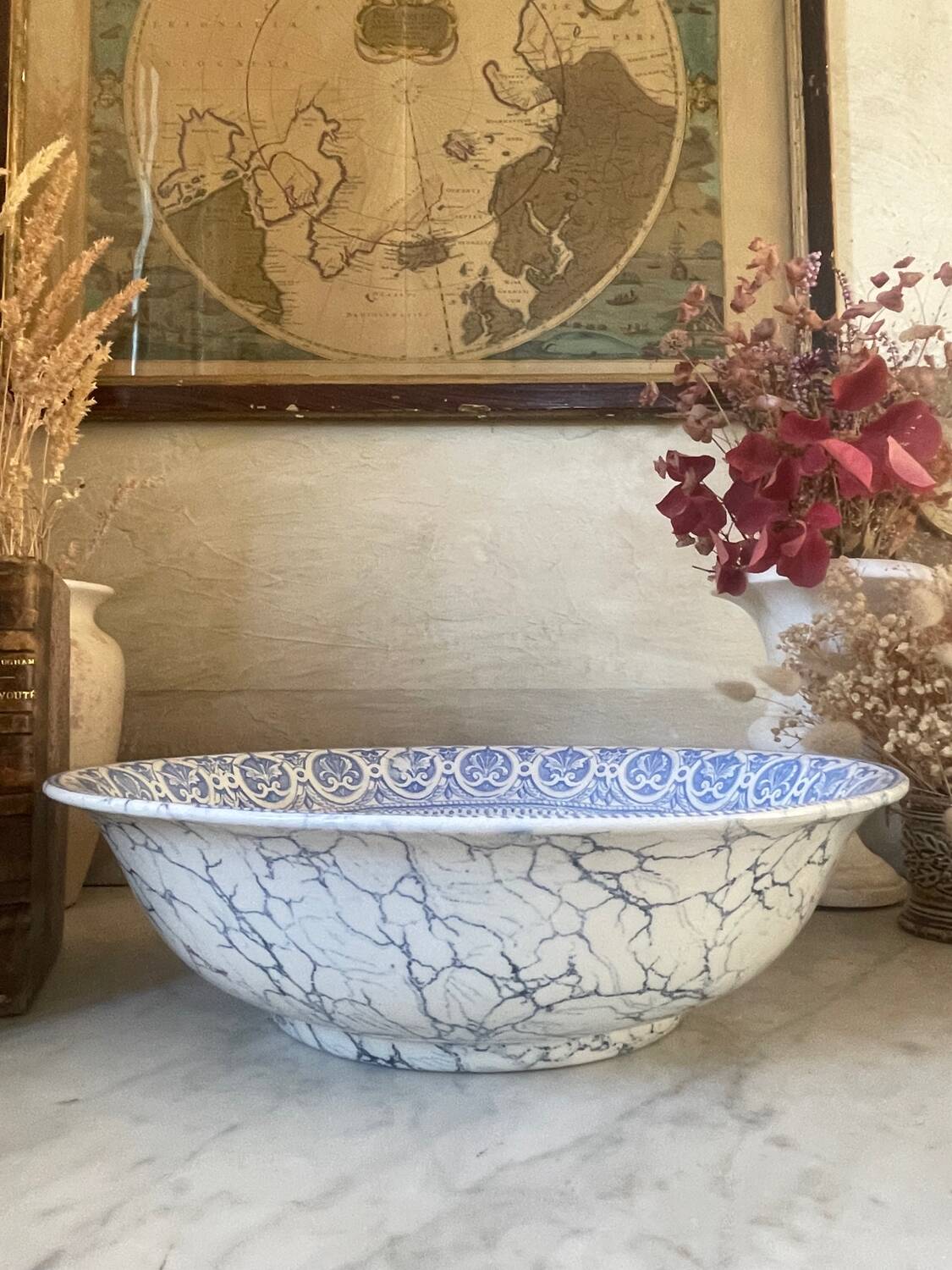 Old hollow iron earth dish J.Vieillard