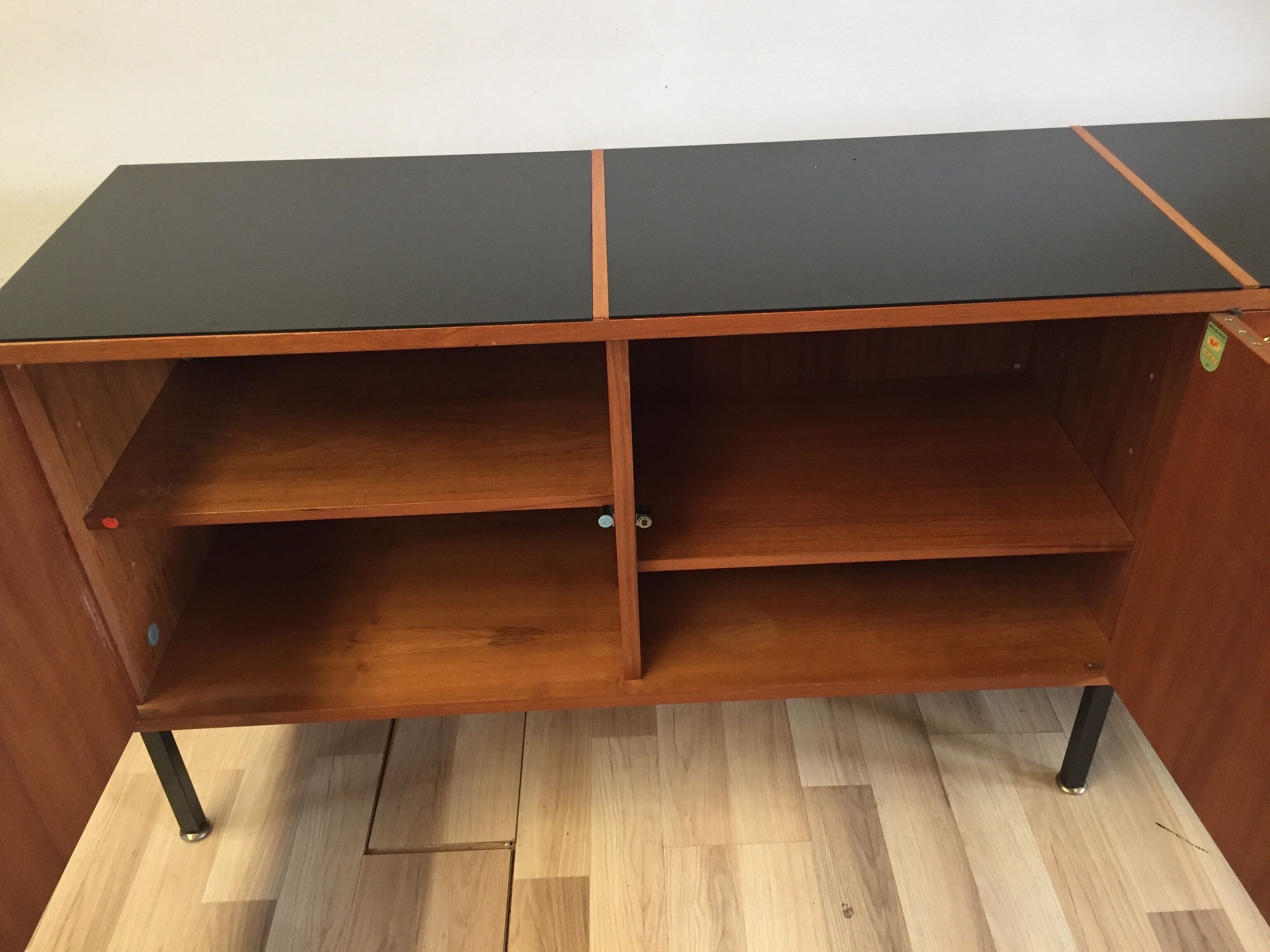 Modernist sideboard Louis Paolozzi in teak 240 cm