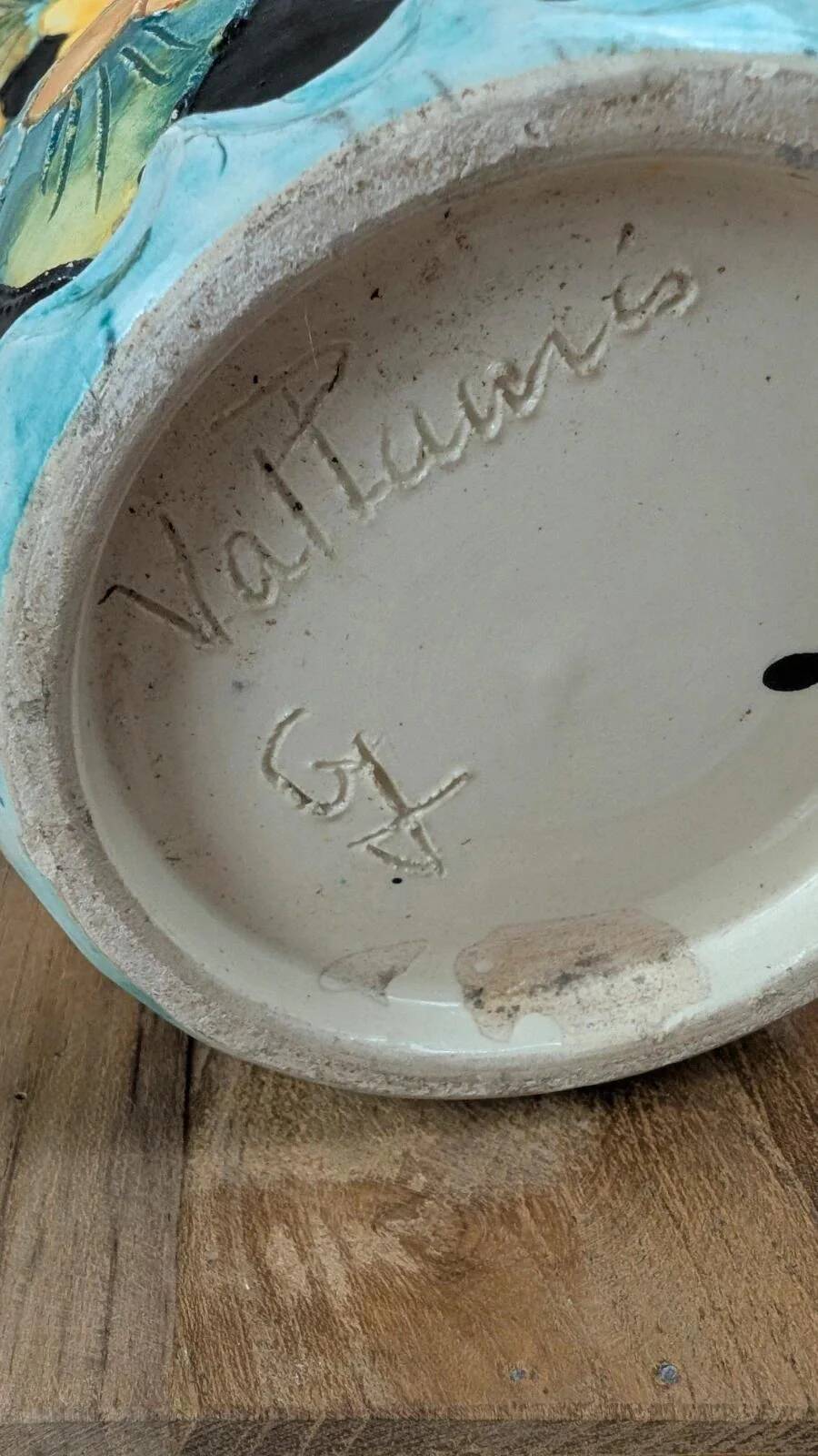 Vase Vallauris signed Gj – floral decoration