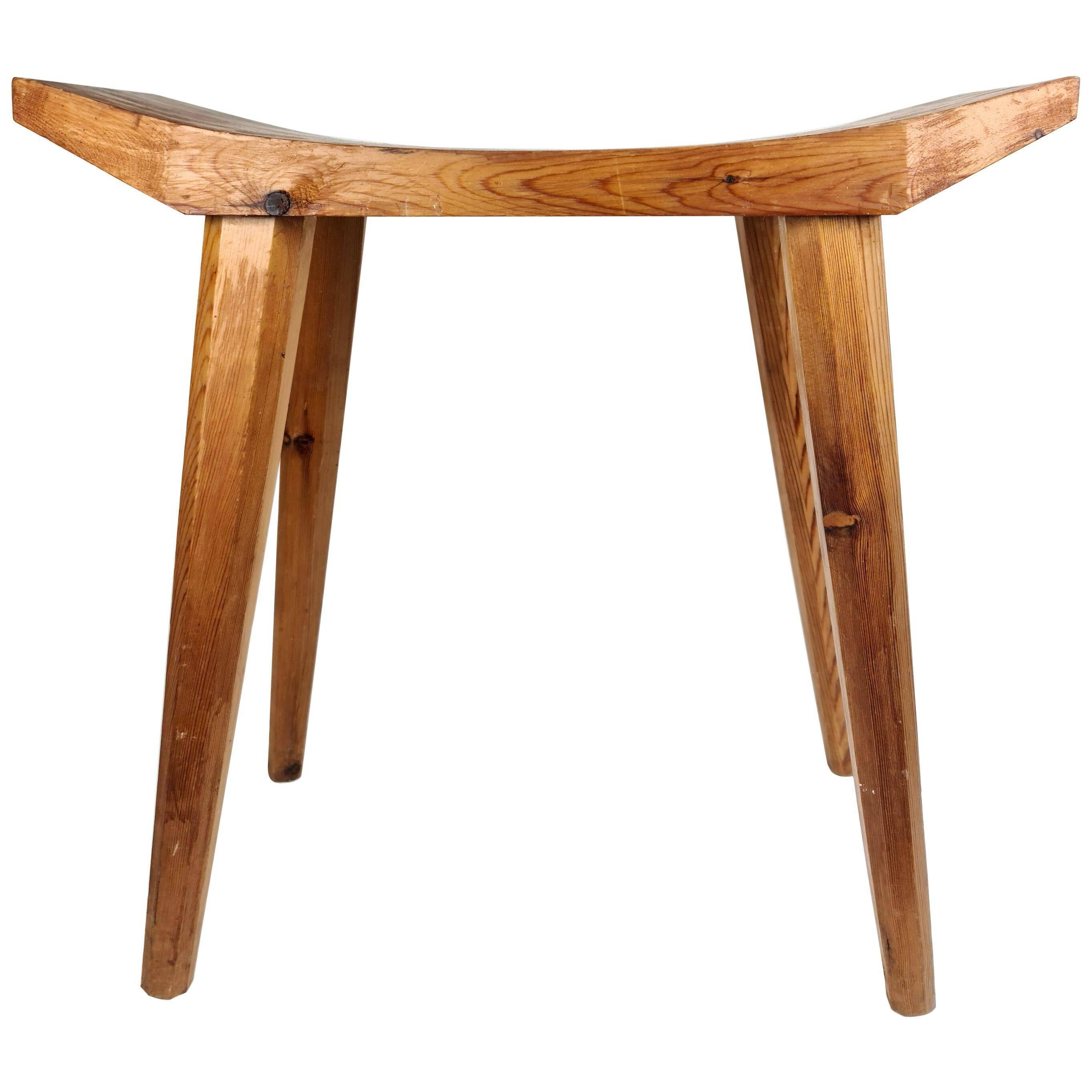 Swedish lacquered pine stool, 1970s