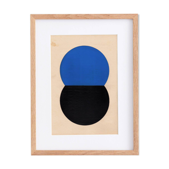 Collage sur papier ancien - LOKI - Bleu et noir - signé eawy