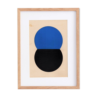 Collage on old paper - LOKI - Blue and black - signed eawy