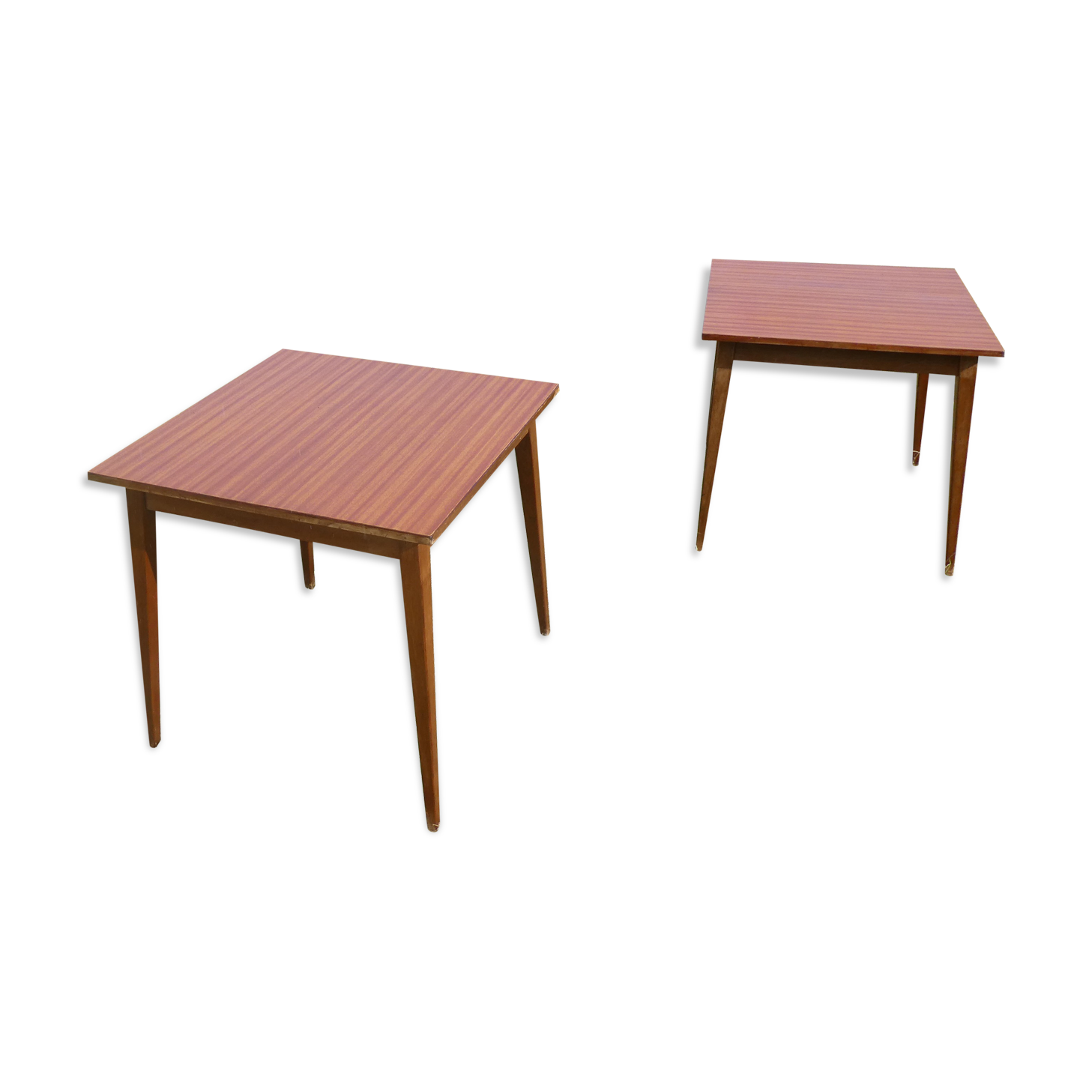 Pair of square wooden bistro tables 80 x 80 cm