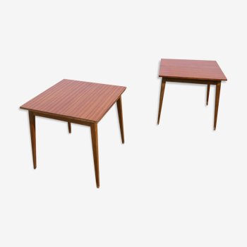 Pair of square wooden bistro tables 80 x 80 cm