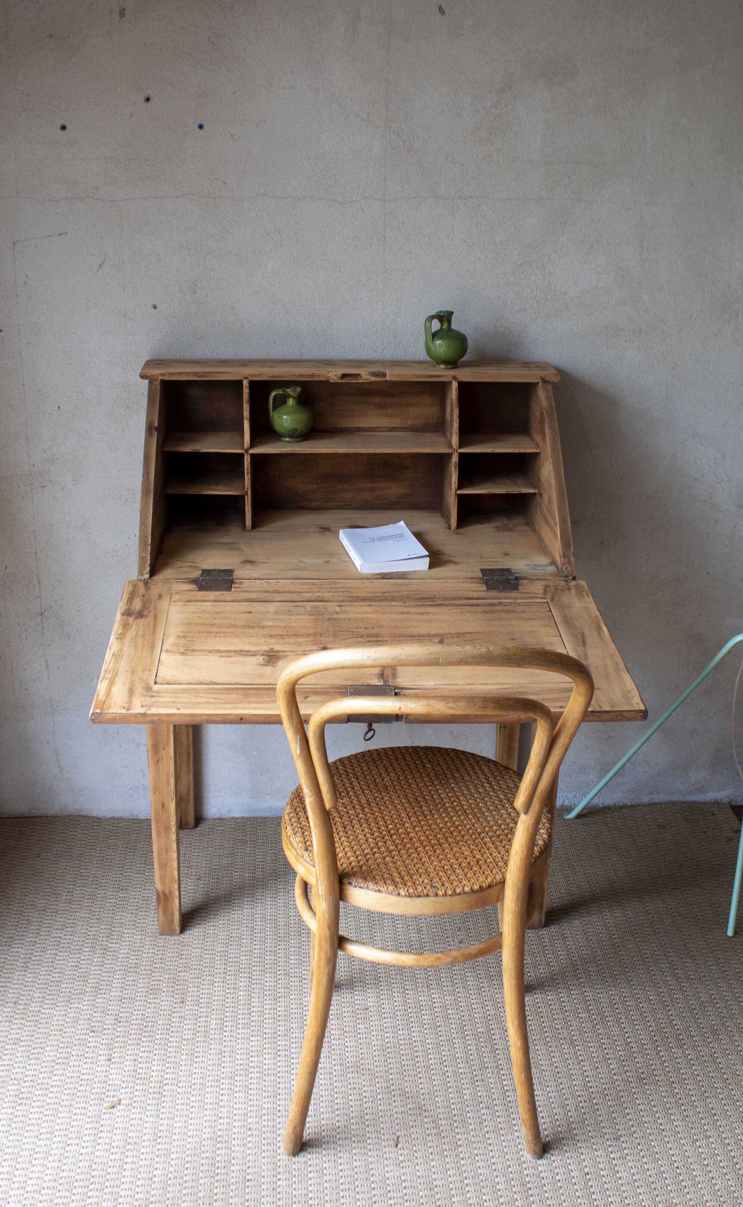 Secrétaire bureau vintage ancien bois massif