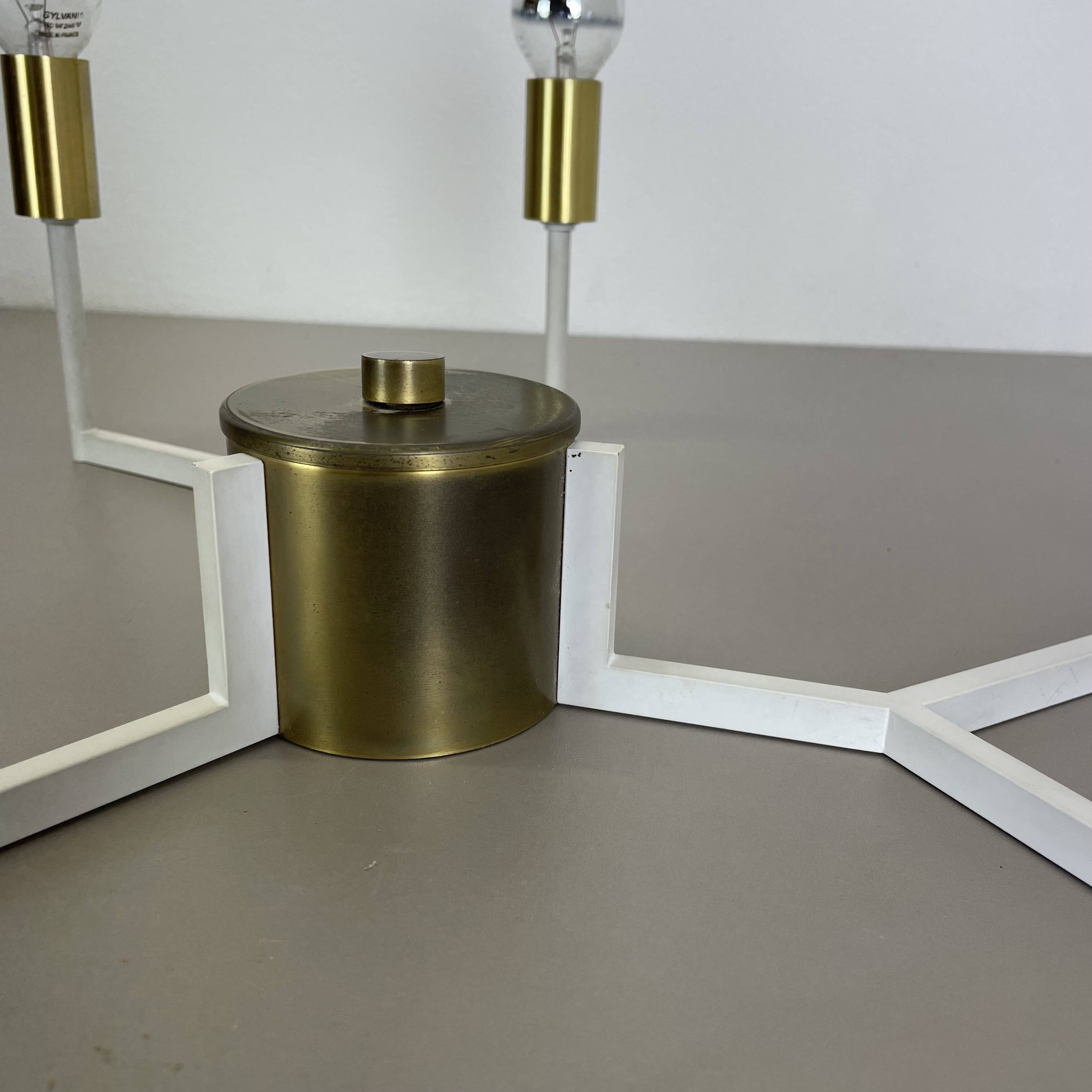 Large brass italian cubic sputnik ceiling light flush mount, italy, 1960s