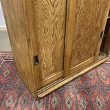 1930s English fir sideboard with sliding doors