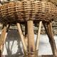 Tabouret en rotin et bois,   années 60