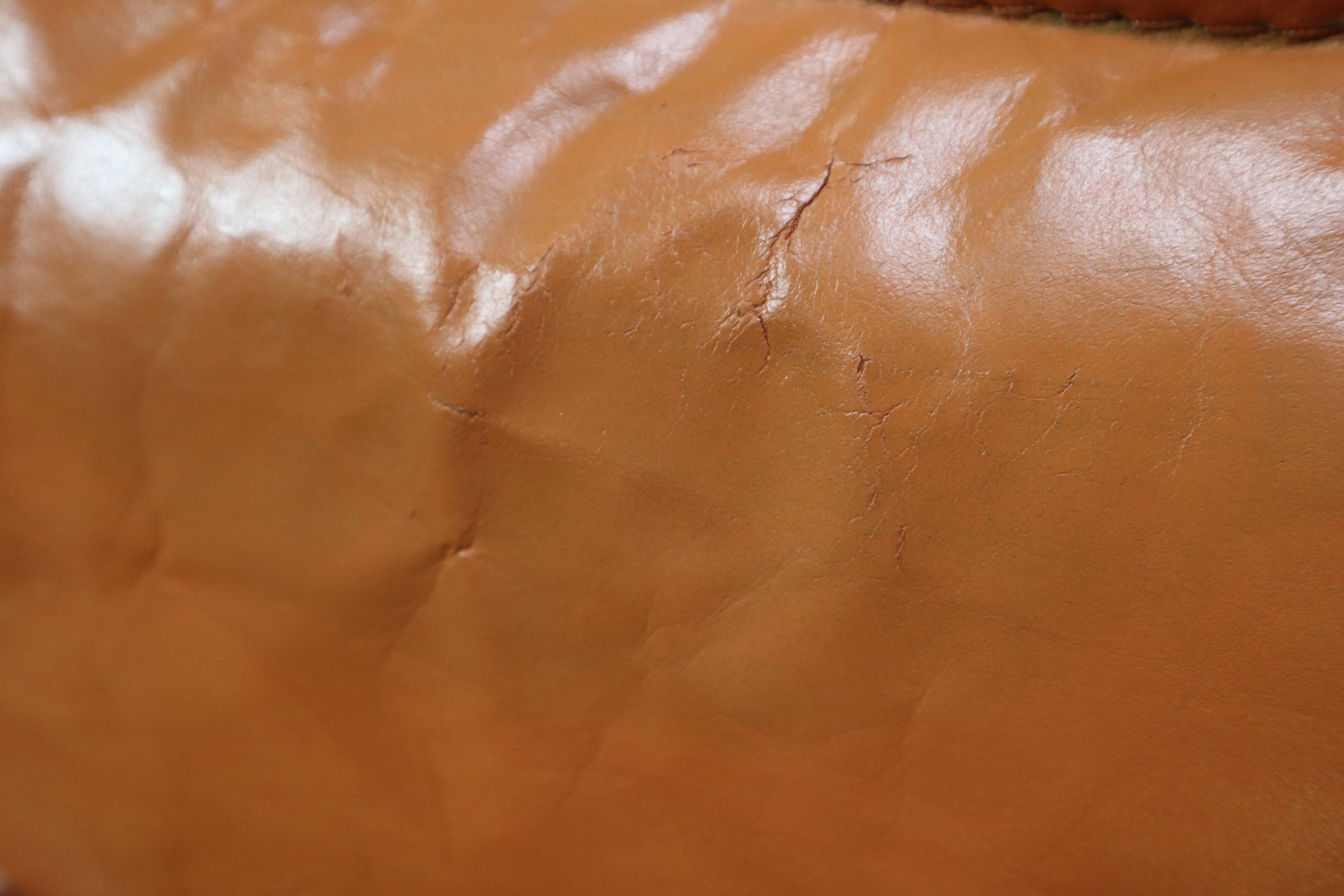 Vintage tripod lounge chair in leather, rattan and oak, Netherlands