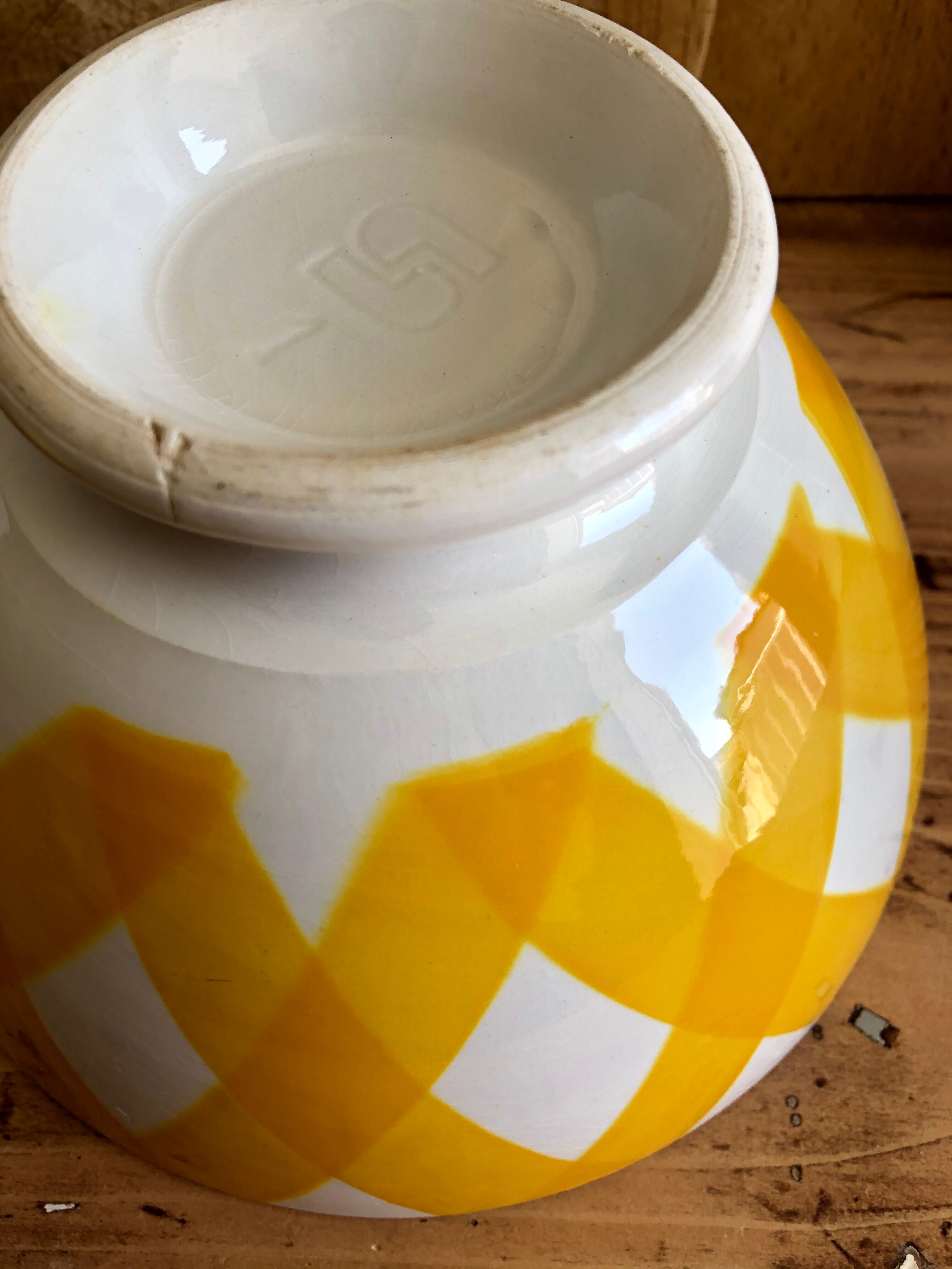 Ancient yellow Digoin bowl