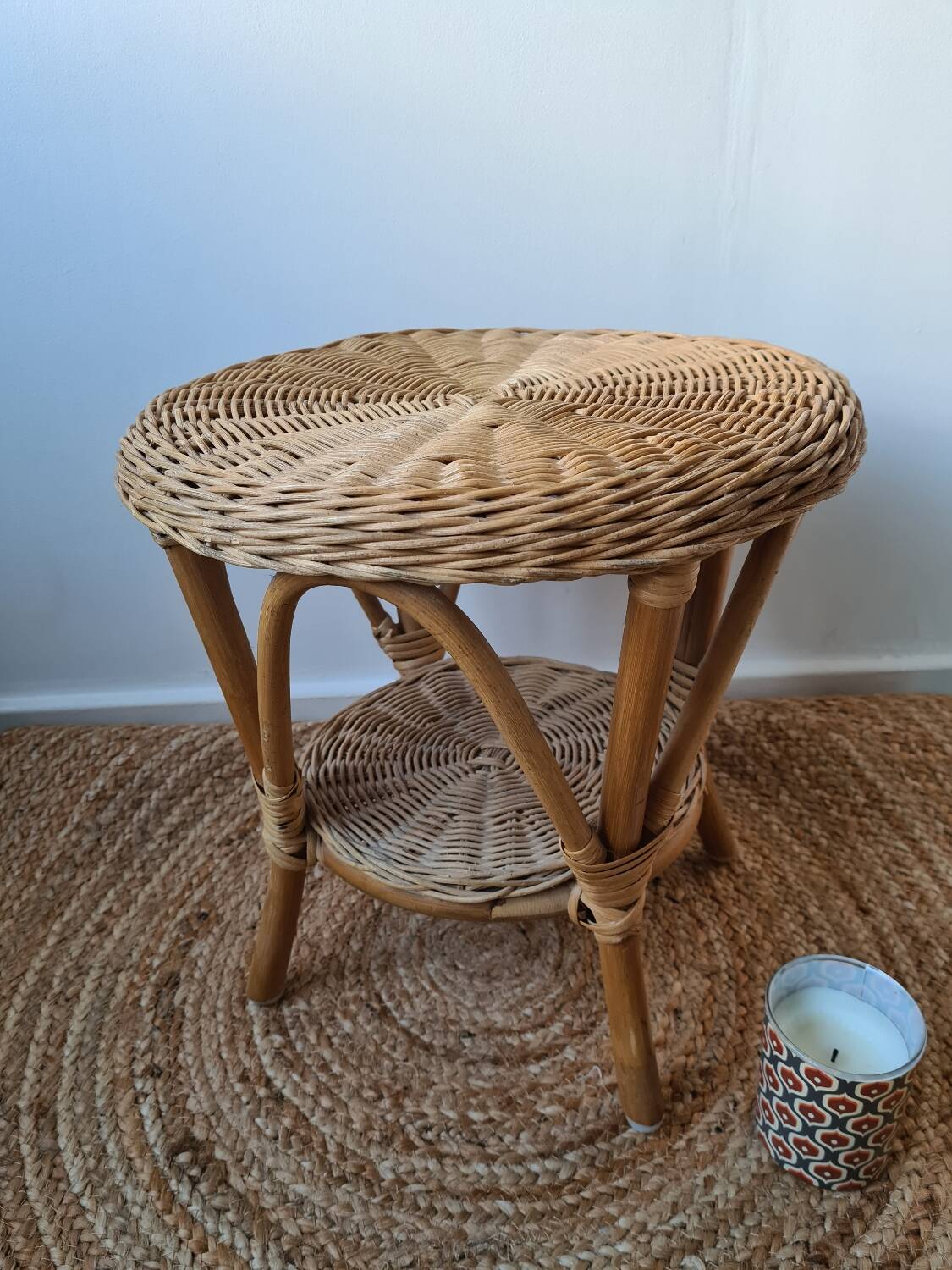 Small bamboo wicker table