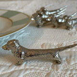 6 doors - vintage dachshund silver metal knife 70