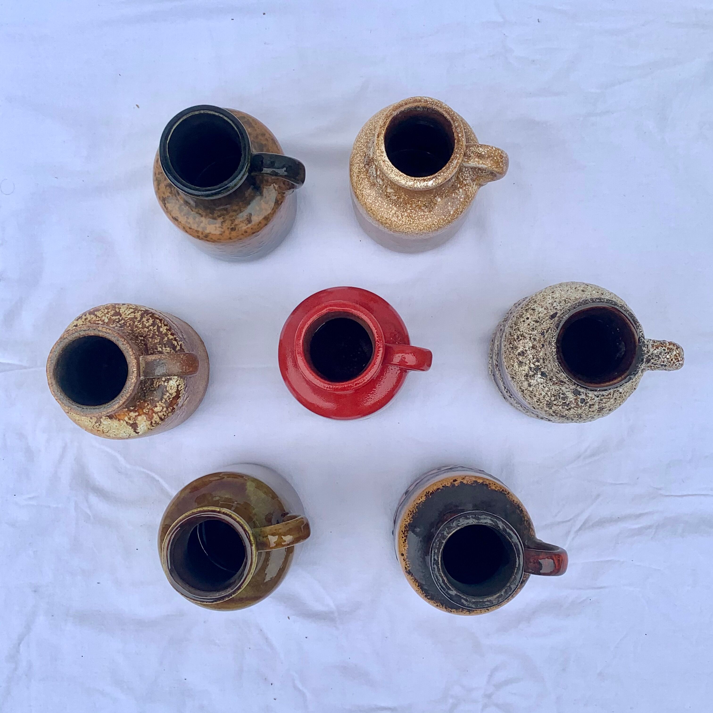 7 vases en céramique vintage
