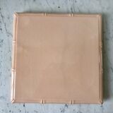 Pink earthenware trivia with bamboo effect Digoin Sarreguemines 50s